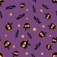 pattern in cartoon style for halloween, halloween owl pattern vector