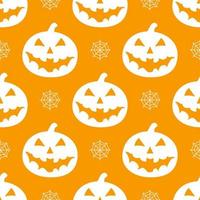 halloween pattern with pumpkins, web on orange background vector