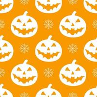 halloween pattern with pumpkins, web on orange background vector