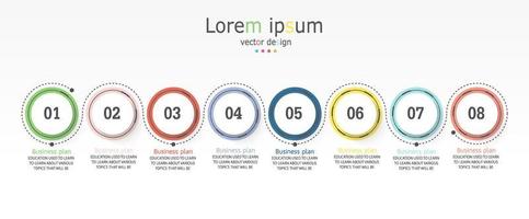 idea de negocio de presentación de plantilla infográfica de línea de tiempo con iconos, opciones o pasos. las infografías para ideas de negocios se pueden usar para gráficos de datos, diagramas de flujo, sitios web, pancartas. vector