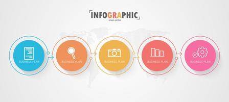 idea de negocio de presentación de plantilla infográfica de línea de tiempo con iconos, opciones o pasos. las infografías para ideas de negocios se pueden usar para gráficos de datos, diagramas de flujo, sitios web, pancartas. vector