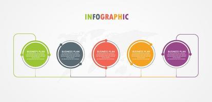 idea de negocio de presentación de plantilla infográfica de línea de tiempo con iconos, opciones o pasos. las infografías para ideas de negocios se pueden usar para gráficos de datos, diagramas de flujo, sitios web, pancartas. vector