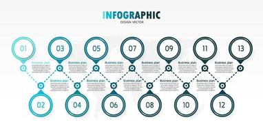 idea de negocio de presentación de plantilla infográfica de línea de tiempo con iconos, opciones o pasos. las infografías para ideas de negocios se pueden usar para gráficos de datos, diagramas de flujo, sitios web, pancartas. vector