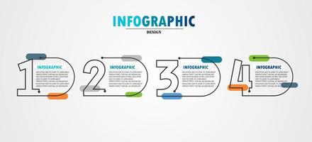 idea de negocio de presentación de plantilla infográfica de línea de tiempo con iconos, opciones o pasos. las infografías para ideas de negocios se pueden usar para gráficos de datos, diagramas de flujo, sitios web, pancartas. vector