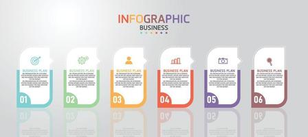 idea de negocio de presentación de plantilla infográfica de línea de tiempo con iconos, opciones o pasos. las infografías para ideas de negocios se pueden usar para gráficos de datos, diagramas de flujo, sitios web, pancartas. vector