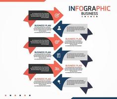 idea de negocio de presentación de plantilla infográfica de línea de tiempo con iconos, opciones o pasos. las infografías para ideas de negocios se pueden usar para gráficos de datos, diagramas de flujo, sitios web, pancartas. vector