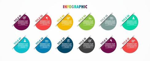 idea de negocio de presentación de plantilla infográfica de línea de tiempo con iconos, opciones o pasos. las infografías para ideas de negocios se pueden usar para gráficos de datos, diagramas de flujo, sitios web, pancartas. vector