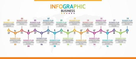 idea de negocio de presentación de plantilla infográfica de línea de tiempo con iconos, opciones o pasos. las infografías para ideas de negocios se pueden usar para gráficos de datos, diagramas de flujo, sitios web, pancartas. vector