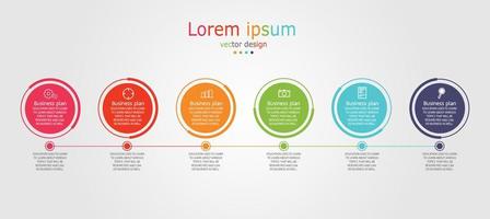 idea de negocio de presentación de plantilla infográfica de línea de tiempo con iconos, opciones o pasos. las infografías para ideas de negocios se pueden usar para gráficos de datos, diagramas de flujo, sitios web, pancartas. vector