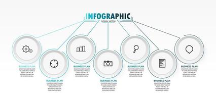 idea de negocio de presentación de plantilla infográfica de línea de tiempo con iconos, opciones o pasos. las infografías para ideas de negocios se pueden usar para gráficos de datos, diagramas de flujo, sitios web, pancartas. vector