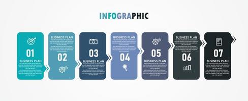 idea de negocio de presentación de plantilla infográfica de línea de tiempo con iconos, opciones o pasos. las infografías para ideas de negocios se pueden usar para gráficos de datos, diagramas de flujo, sitios web, pancartas. vector