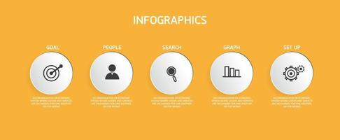 idea de negocio de presentación de plantilla infográfica de línea de tiempo con iconos, opciones o pasos. las infografías para ideas de negocios se pueden usar para gráficos de datos, diagramas de flujo, sitios web, pancartas. vector