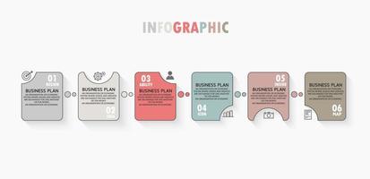 idea de negocio de presentación de plantilla infográfica de línea de tiempo con iconos, opciones o pasos. las infografías para ideas de negocios se pueden usar para gráficos de datos, diagramas de flujo, sitios web, pancartas. vector