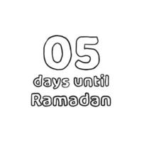 Countdown to Ramadan - 05 Days to Ramadan - 05 Hari Menuju Ramadhan Pencil Sketch Illustration vector