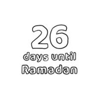 Countdown to Ramadan - 26 Days to Ramadan - 26 Hari Menuju Ramadhan Pencil Sketch Illustration vector