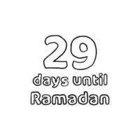 cuenta regresiva para el ramadán - 29 días para el ramadán - 29 hari menuju ramadhan ilustración de dibujo a lápiz vector