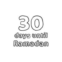 Countdown to Ramadan - 30 Days to Ramadan - 30 Hari Menuju Ramadhan Pencil Sketch Illustration vector