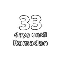 Countdown to Ramadan - 33 Days to Ramadan - 33 Hari Menuju Ramadhan Pencil Sketch Illustration vector