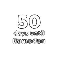 Countdown to Ramadan - 50 Days to Ramadan - 50 Hari Menuju Ramadhan Pencil Sketch Illustration vector