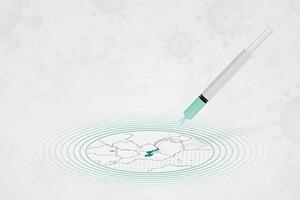 concepto de vacunación de malawi, inyección de vacuna en el mapa de malawi. vacuna y vacunación contra el coronavirus, covid-19. vector