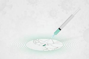 concepto de vacunación de togo, inyección de vacuna en el mapa de togo. vacuna y vacunación contra el coronavirus, covid-19. vector