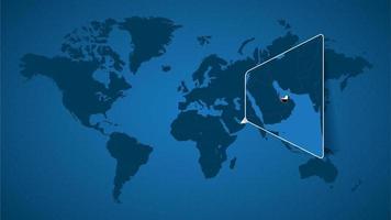 mapa detallado del mundo con un mapa ampliado de los emiratos árabes unidos y los países vecinos. vector