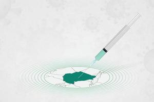 Sudan vaccination concept, vaccine injection in map of Sudan. Vaccine and vaccination against coronavirus, COVID-19. vector