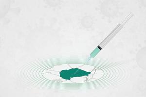 concepto de vacunación de sudán, inyección de vacuna en el mapa de sudán. vacuna y vacunación contra el coronavirus, covid-19. vector