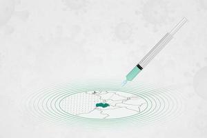 concepto de vacunación en gabón, inyección de vacuna en el mapa de gabón. vacuna y vacunación contra el coronavirus, covid-19. vector