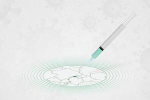 concepto de vacunación de ruanda, inyección de vacuna en el mapa de ruanda. vacuna y vacunación contra el coronavirus, covid-19. vector