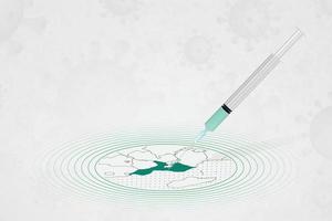 Mozambique vaccination concept, vaccine injection in map of Mozambique. Vaccine and vaccination against coronavirus, COVID-19. vector