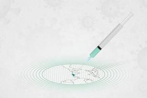 concepto de vacunación en costa rica, inyección de vacuna en el mapa de costa rica. vacuna y vacunación contra el coronavirus, covid-19. vector