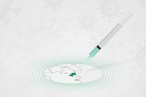 concepto de vacunación de guyana, inyección de vacuna en el mapa de guyana. vacuna y vacunación contra el coronavirus, covid-19. vector