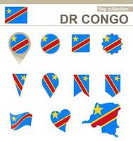 colección de banderas del dr congo vector