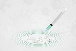 Monaco vaccination concept, vaccine injection in map of Monaco. Vaccine and vaccination against coronavirus, COVID-19. vector