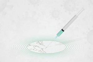 Antigua and Barbuda vaccination concept, vaccine injection in map of Antigua and Barbuda. Vaccine and vaccination against coronavirus, COVID-19. vector