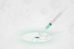 concepto de vacunación de ecuador, inyección de vacuna en el mapa de ecuador. vacuna y vacunación contra el coronavirus, covid-19. vector