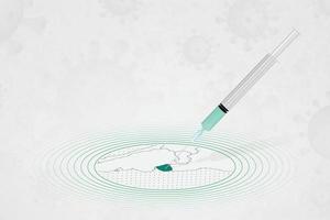 concepto de vacunación de uruguay, inyección de vacuna en el mapa de uruguay. vacuna y vacunación contra el coronavirus, covid-19. vector