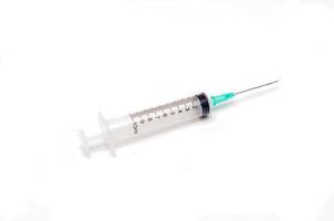 Disposable syringe isolated on white background photo