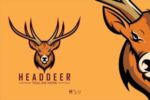 HEAD DEER ILLUSTRATION WITH A YELLOW BACKGROUND.eps vector