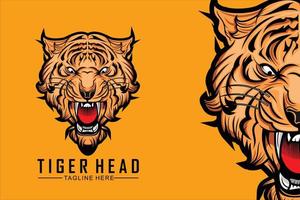 TIGER HEAD ILLUSTRATION WITH A YELLOW BACKGROUND.eps vector