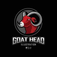 ilustración de cabeza de cabra con fondo negro.eps vector