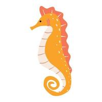 Childrens illustration of seahorse isolated on white background. Hand-drawn bright seahorse in cartoon style. vector