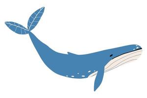 ilustración infantil de linda ballena. ballena dibujada a mano. ballena linda vector