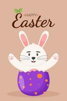 Cute Easter bunny is sitting in an Easter egg. Easter concept. Happy Easter banners, greeting cards, posters, holiday covers. vector