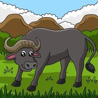 Buffalo Cartoon Vector Colored Illustration