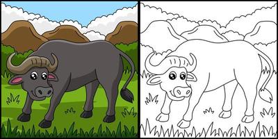 Buffalo Coloring Page Vector Illustration