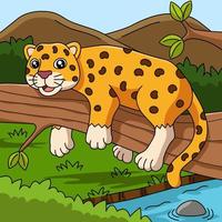 ilustración de color de vector de dibujos animados de jaguar