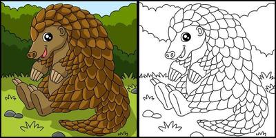 Pangolin Coloring Page Vector Illustration