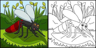 Mosquito Coloring Page Vector Illustration